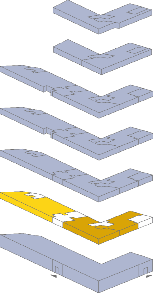 Grundrissgrafik Milaneo Office Stuttgart, markierte Bürofläche im 2. Obergeschoss.