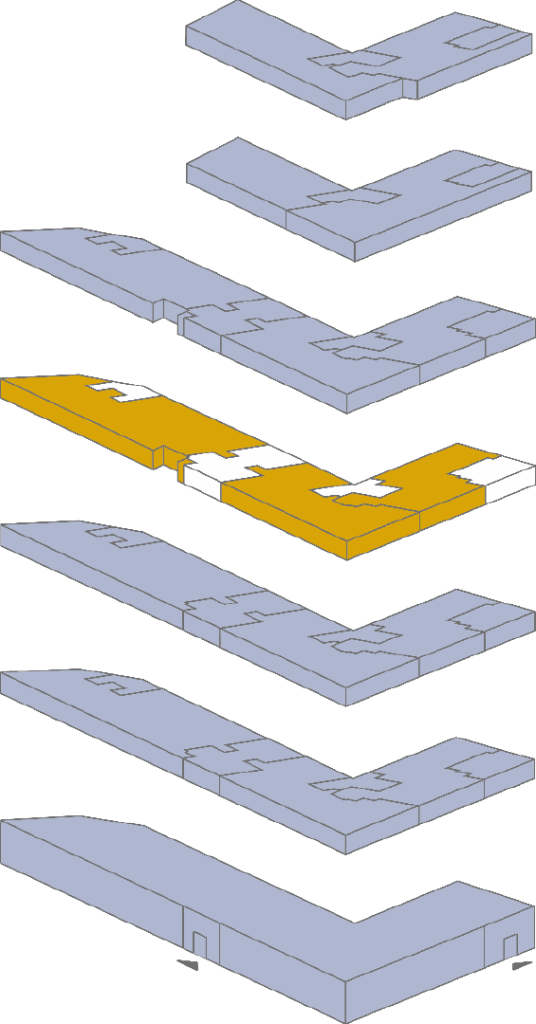 Grundrissgrafik Milaneo Office Stuttgart, markierte Bürofläche im 4. Obergeschoss.