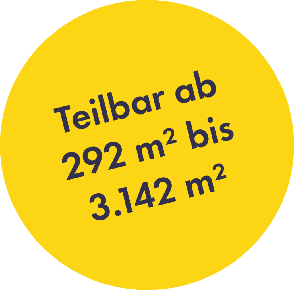 Grafik Milaneo Office Stuttgart mit Hinweis: Büroflächen teilbar ab 292 m² bis 3.117 m².